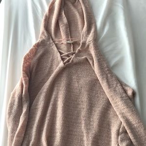 Light Pink sheer shirt with hoodie!